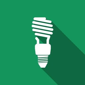 Energy saving light bulb icon isolated with long shadow. Flat design. Vector イラスト素材