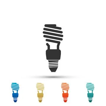Energy saving light bulb icon isolated on white background. Set elements in Stock Illustration
