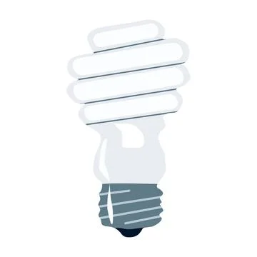 Energy saving Light Bulb Icon. Flat style cartoon illustration isolated on wh Stock Illustration