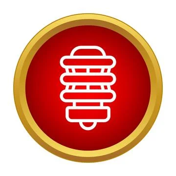 Energy saving light bulb icon in red circle Stock Illustration