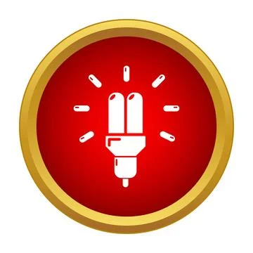 Energy saving light bulb icon glowing red button Ilustración de archivo