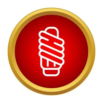 Energy saving light bulb icon in red circle Stock Illustration
