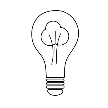 Energy saving light bulb inside which is a tree on a white background. Stock Illustration
