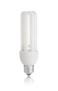 Energy saving light bulb isolated on white background Stock Photos