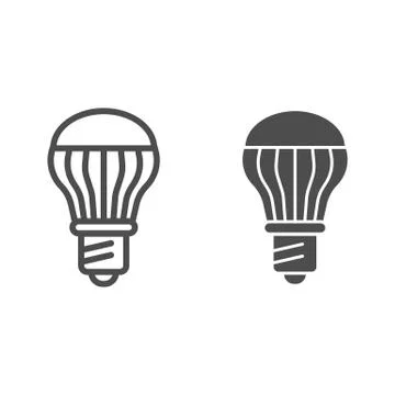 Energy saving light bulb line and glyph icon. Energy efficient lamp vector Illustrazione stock