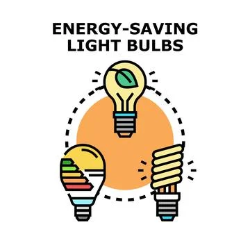 Energy saving light bulbs concept for electricity efficiency Stock Illustration