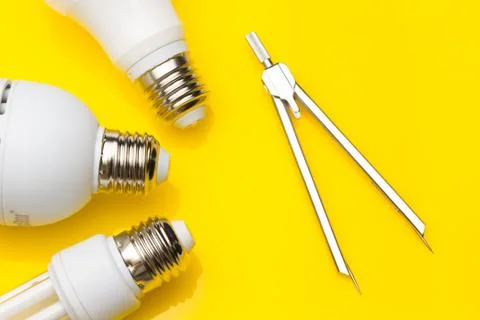 Energy saving light bulbs, ecological, to save energy and consumption. Stock Photos