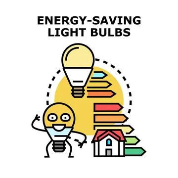 Energy saving light bulbs improving home efficiency Stock Illustration