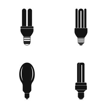 Energy saving light bulbs set line icon Stock Illustration