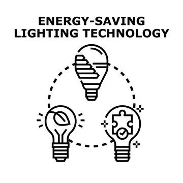 Energy saving lighting technology concept light bulbs Stock Illustration