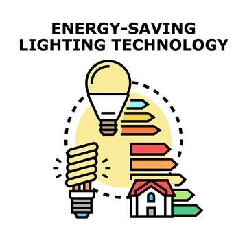 Energy saving lighting technology concept achieving efficiency Stock Illustration
