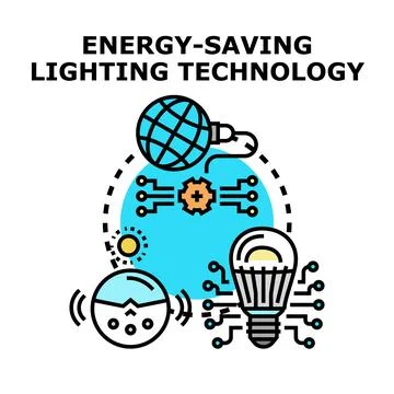 Energy saving lighting technology concept illustrating global smart solutions Stockillustratie