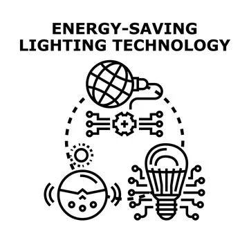 Energy saving lighting technology concept illustrating global smart solutions Stock Illustration