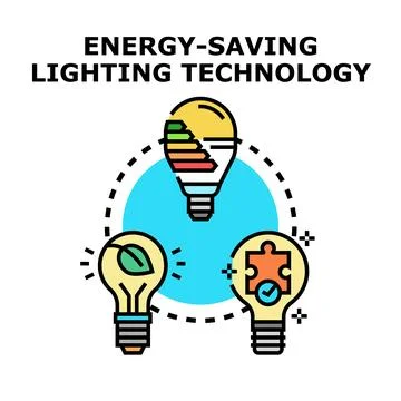 Energy saving lighting technology concept light bulbs Stock Illustration