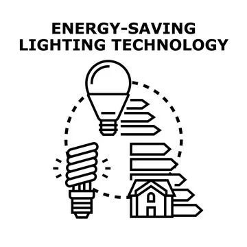 Energy saving lighting technology concept achieving efficiency Stock Illustration