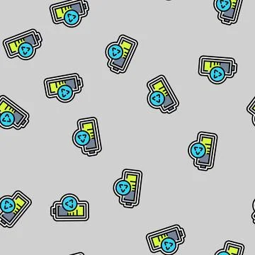 Energy saving mode vector seamless pattern Illustration