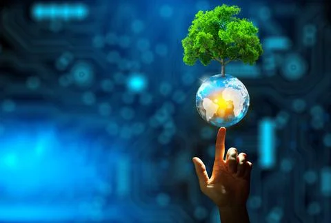 Energy saving, Saving power and Environmental. Copy space. Stock Illustration