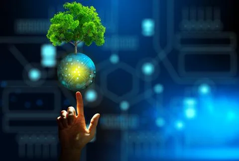 Energy saving, Saving power and Environmental. Copy space. Stock Illustration