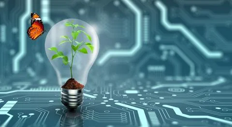 Energy saving, Saving power and Environmental. Copy space. Stock Illustration