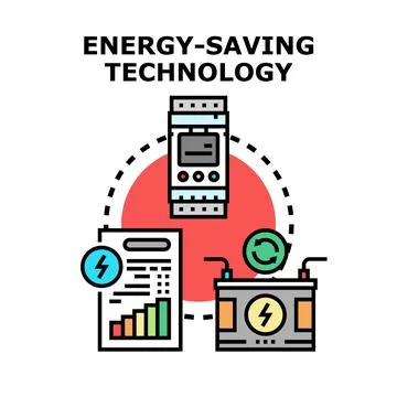 Energy saving technology concept for ecological system Stock Illustration