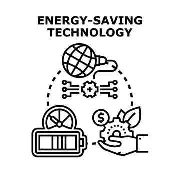 Energy saving technology developing sustainable green solutions Stock-Illustration