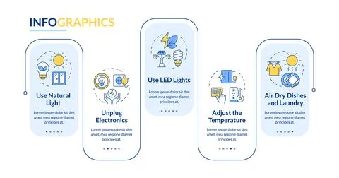 Energy saving tips rectangle infographic vector Stock Illustration