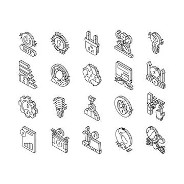 Energy Saving Tool Collection isometric icons set vector Illustrazione stock