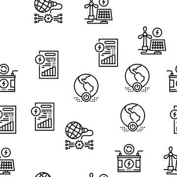 Energy Saving Tool Vector Seamless Pattern Stock Illustration