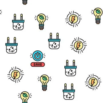 Energy Saving Tool Vector Seamless Pattern Stock Illustration