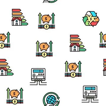 Energy Saving Tool Vector Seamless Pattern Stock Illustration