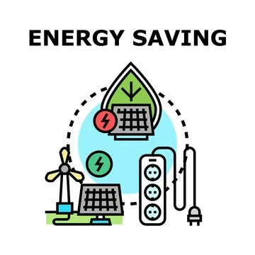 Energy saving using renewable green power sources Stock Illustration