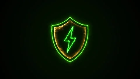 Energy Shield with Lightning Bolt Protection Animation Video stock 343694487