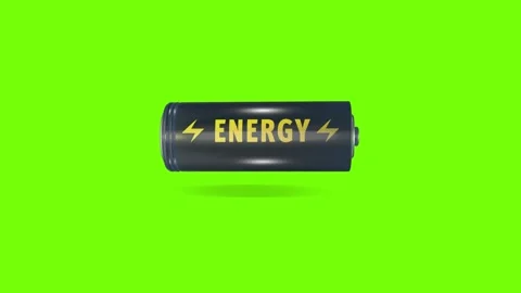 An energy source. Battery. Lightning. Icon. Green background. Stock Footage 259722757
