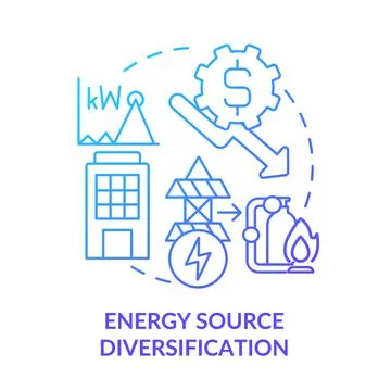 Energy source diversification blue gradient concept icon Stock Illustration