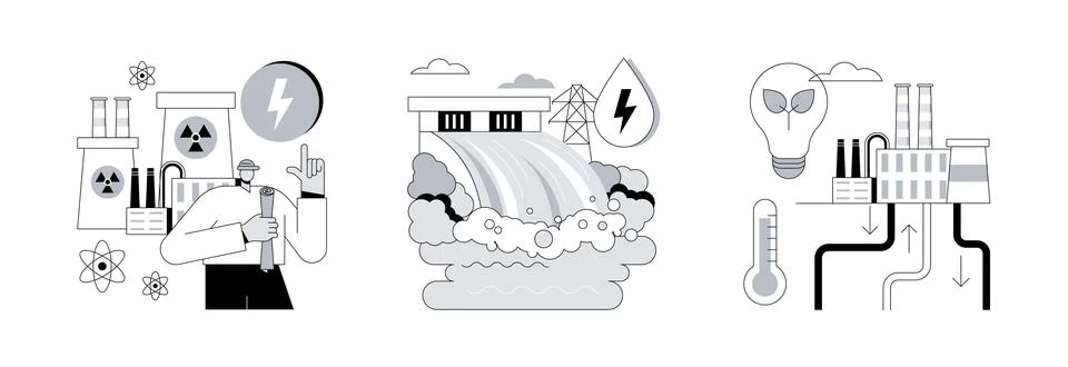 Energy sources abstract concept vector illustrations. Ilustración de archivo