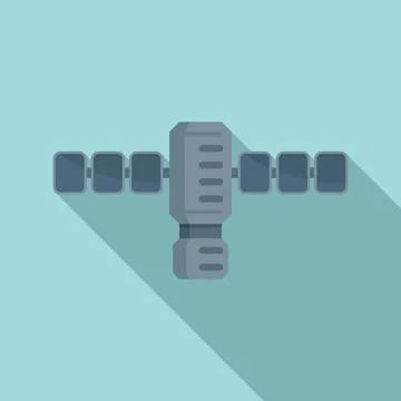 Energy space station icon flat . Nasa rocket base Illustrazione stock