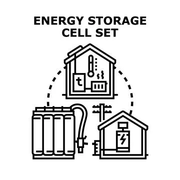 Energy storage cell system working for home Stock Illustration