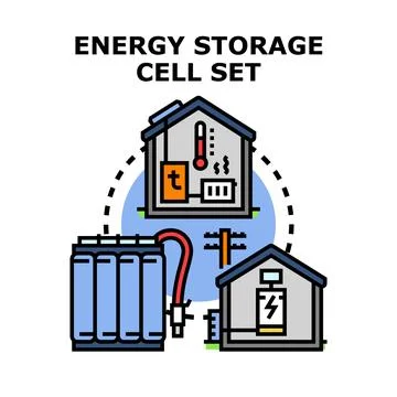 Energy storage cell system working for home Stock Illustration