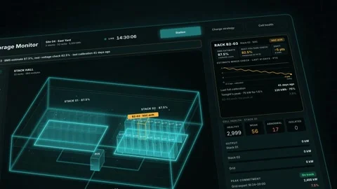 Energy Storage Dashboard UI Battery Management System Software BESS Rack Drift 動画素材 346347145