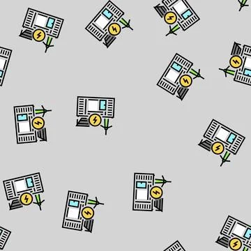 Energy storage environmental vector seamless pattern Stock Illustration