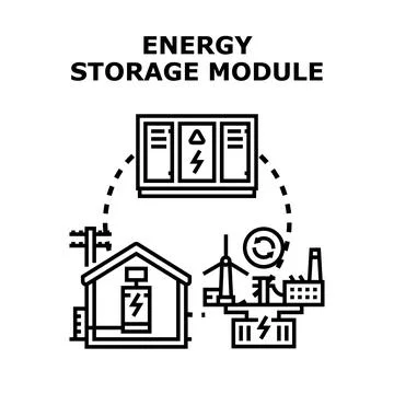 Energy storage module concept generating renewable power Stock Illustration