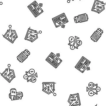 Energy storage power system seamless pattern vector Illustrazione stock