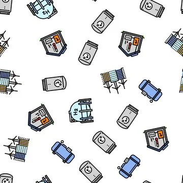 Energy storage power system seamless pattern vector Illustrazione stock