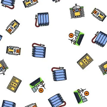 Energy storage power system seamless pattern vector Stock Illustration