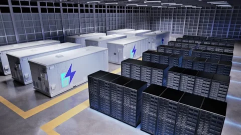 Energy storage system or battery container unit for data center Stock Footage 345209151