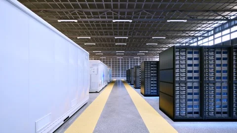 Energy storage system or battery container unit for data center Stock Footage 345209154