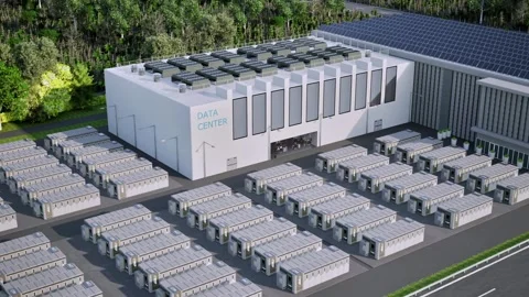 Energy storage systems or battery container units for data center Stock Footage 323176451