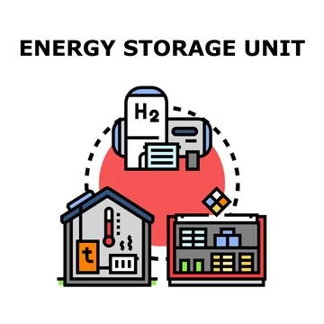 Energy storage unit integrating home and hydrogen systems Stock Illustration