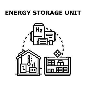 Energy storage unit integrating home and hydrogen systems Stock Illustration