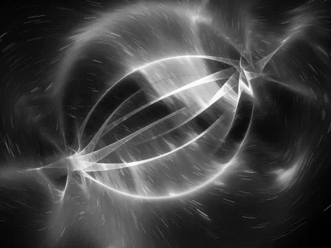 Energy strings in space black and white effect Stock Illustration
